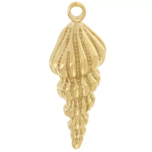 Pendente a conchiglia 28x10 mm - Acciaio inossidabile 304L Dorato x1