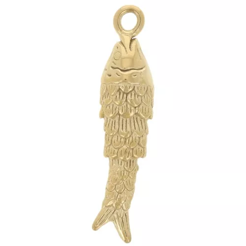 Pendente a forma di pesce 27x6,5 mm - Acciaio inossidabile 304L Dorato x1