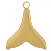 Ciondolo coda di balena 15x13 mmcabochons imitazione madreperla 304L acciaio inossidabile Dorato x1