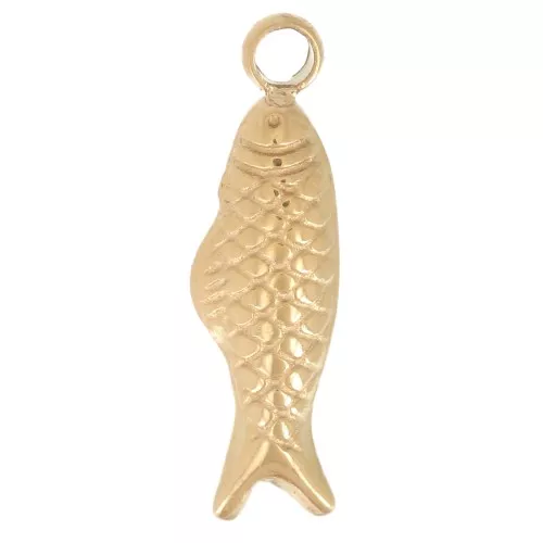 Ciondolo a forma di pesce 12x3 mm - Acciaio inossidabile 304L Dorato x1