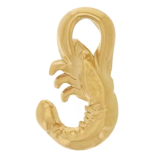 Ciondolo a forma di gambero 12x7 mm - Acciaio inossidabile 304L Dorato x1