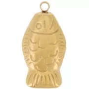 Ciondolo a forma di pesce 20x10,5 mm - Acciaio inossidabile 304L Dorato x1