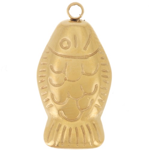 Ciondolo a forma di pesce 20x10,5 mm - Acciaio inossidabile 304L Dorato x1