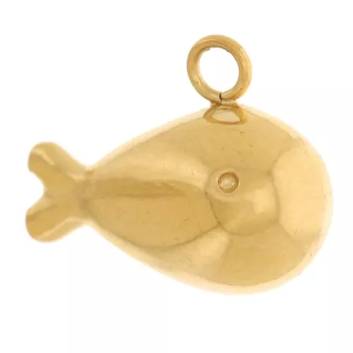 Ciondolo a forma di balena 9x6 mm - Acciaio inossidabile 304L Dorato x1