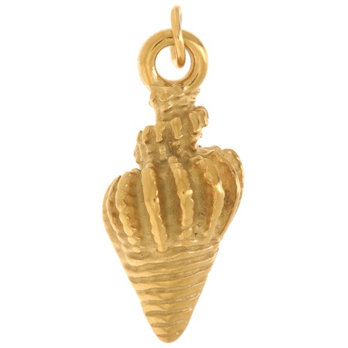 Ciondolo a conchiglia 19x9 mm - Acciaio inossidabile 304L Dorato x1