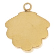 Ciondolo capasanta 11x10mm cabochon in finta madreperla-Acciaio inox304L dorato x1