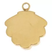 Ciondolo capasanta 11x10mm cabochon in finta madreperla-Acciaio inox304L dorato x1