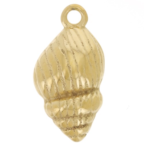 Ciondolo a conchiglia curva 17x9 mm - acciaio inossidabile 304L Dorato x1