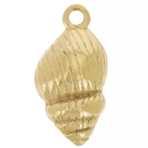 Ciondolo a conchiglia curva 17x9 mm - acciaio inossidabile 304L Dorato x1