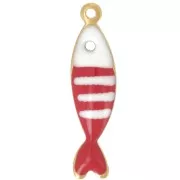 Ciondolo a forma di pesce striato 18,5x5 mm in resina epossidica - Acciaio inox 304L - Rosso x1