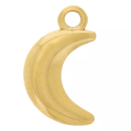 Ciondolo a forma di luna 10,5x6 mm - Acciaio inossidabile 304L Dorato x1