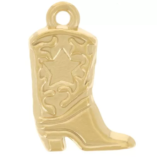 Pendente Santiag - stivale da cowboy 21x13 mm - acciaio inossidabile Dorato 304L x1