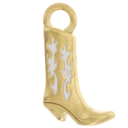 Pendente santiag 21x12 mm in resina epossidica 304L acciaio inox Dorato x1