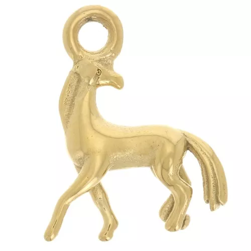 Ciondolo a forma di cavallo 13x10 mm - Acciaio inossidabile 304L Dorato x1