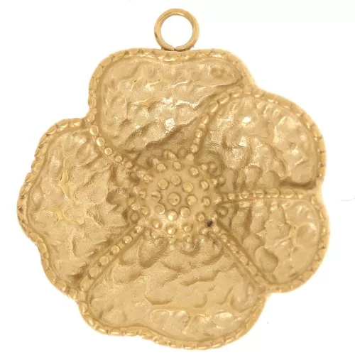 Pendente a forma di fiore strutturato da 20 mm - Acciaio inossidabile 304L Dorato x1