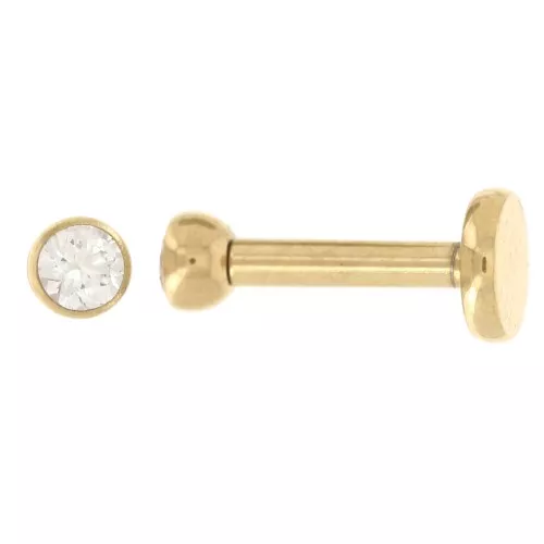 Piercing rotondo orecchio 2,5 mm in ossido di zirconio - acciaio inossidabile 316 Dorato x1