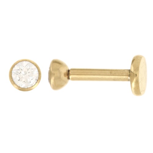 Piercing orecchio tondo all'ossido di zirconio da 3mm - Acciaio inox316 Dorato x1