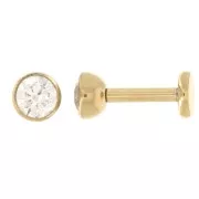 Piercing orecchio tondo all'ossido di zirconio da 4 mm acciaio inox 316 Dorato x1