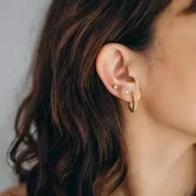 Piercing orecchio tondo all'ossido di zirconio da 4 mm acciaio inox 316 Dorato x1