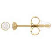 Orecchini tondi da 3 mm con ossido di zirconio - Acciaio inossidabile 304L Dorato x2|raw }}