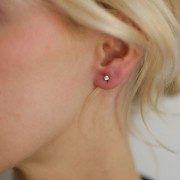 Orecchini tondi da 3 mm con ossido di zirconio - Acciaio inossidabile 304L Dorato x2