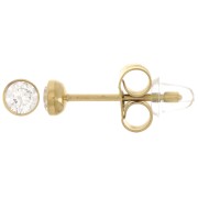 Orecchini tondi da 3,5 mm con ossido di zirconio - Acciaio inossidabile 304L Dorato x2|raw }}