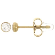 Orecchini tondi da 3,5 mm con ossido di zirconio - Acciaio inossidabile 304L Dorato x2