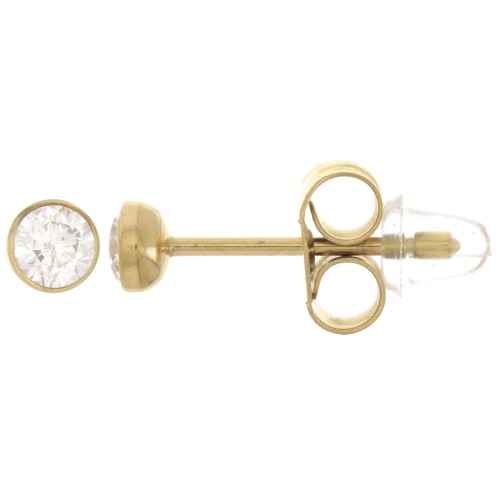 Orecchini tondi da 3,5 mm con ossido di zirconio - Acciaio inossidabile 304L Dorato x2