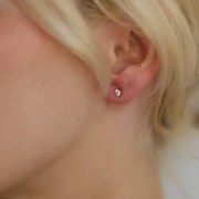 Orecchini tondi da 3,5 mm con ossido di zirconio - Acciaio inossidabile 304L Dorato x2