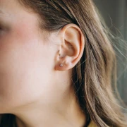 Orecchini tondi da 3,5 mm con ossido di zirconio - Acciaio inossidabile 304L Dorato x2