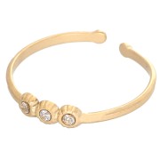 Anello fine da T53 a T62 - 3 ossidi di zirconio - Acciaio inossidabile 304 Dorato - Cristallo x1