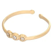 Anello fine da T53 a T62 - 3 ossidi di zirconio - Acciaio inossidabile 304 Dorato - Cristallo x1