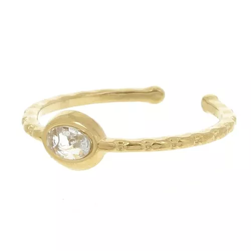 Anello sottile da T51 a T 60 con ossido di zirconio - Acciaio inox 304L Dorato - Cristallo x1