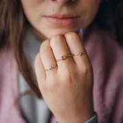 Anello sottile da T51 a T 60 con ossido di zirconio - Acciaio inox 304L Dorato - Cristallo x1