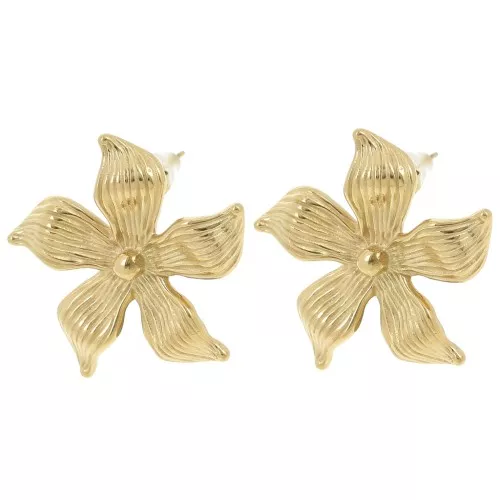 Orecchini a fiore 29x31 mm - Acciaio inossidabile 304L Dorato x2