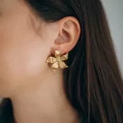 Orecchini a fiore 29x31 mm - Acciaio inossidabile 304L Dorato x2