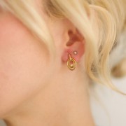 Orecchini ovali 15x9 mm in ossido di zirconio - acciaio inossidabile 304L Dorato x2