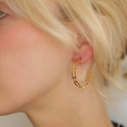 Orecchini aperti a cerchio 31 mm con strass - Acciaio inossidabile 304L Dorato x2