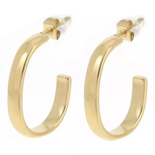 Orecchini a cerchio ovale da 24 mm - filo intrecciato - acciaio inossidabile 304L Dorato x2
