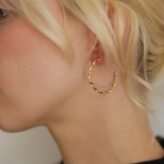 Orecchini a cerchio aperti e ritorti da 32 mm - Acciaio inossidabile 304L Dorato x2