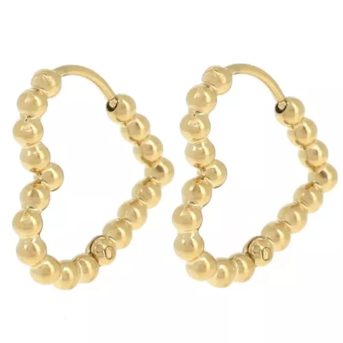 Orecchini cerchio cuore 17x16,5 mm - Acciaio inossidabile 304L Dorato x2