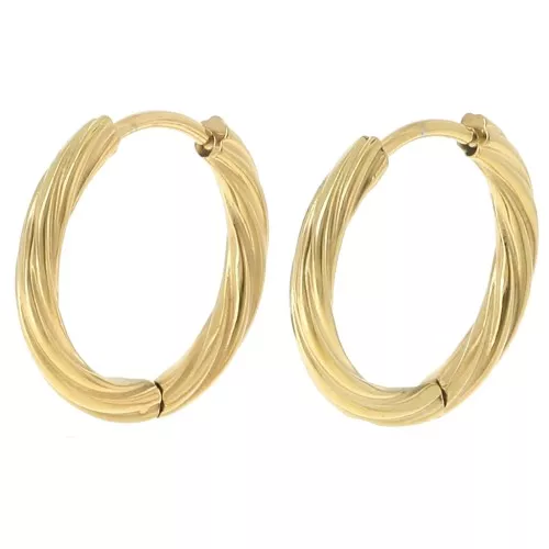 Orecchini a cerchio tondo ritorto 17 mm - filo 2,3 mm - acciaio inossidabile 304L Dorato x2