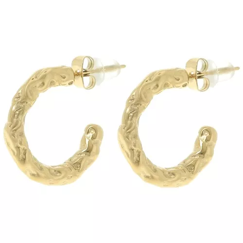 Orecchini a cerchio aperti martellati 20,5 mm - Acciaio inossidabile 304L Dorato x2
