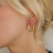 Orecchini a cerchio aperti martellati 20,5 mm - Acciaio inossidabile 304L Dorato x2