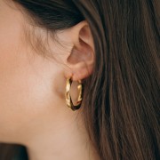 Orecchini cerchio ritorto 31 mm - acciaio inossidabile 304L Dorato x2