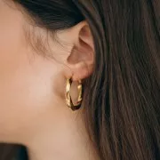 Orecchini cerchio ritorto 31 mm - acciaio inossidabile 304L Dorato x2