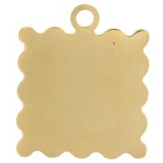 Ciondolo mini cornice 19,5x16 mm motivo ciliegia - resina epossidica - acciaio inossidabile 304L Dorato