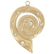 Pendente a conchiglia 31x21 mm con strass - Acciaio inossidabile 304L Dorato x1|raw }}