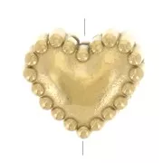 Perla cuore 5,5x6,5 mm con piccole sfere - Acciaio inossidabile 304L Dorato x1