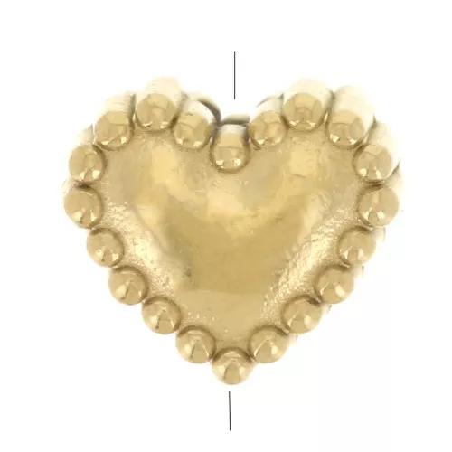Perla cuore 5,5x6,5 mm con piccole sfere - Acciaio inossidabile 304L Dorato x1